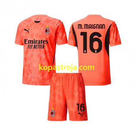 Billiga Fotbollströjor AC Milan Mike Maignan 16 Målvakt Barn Fjärde tröja 2024/25 Kortärmad